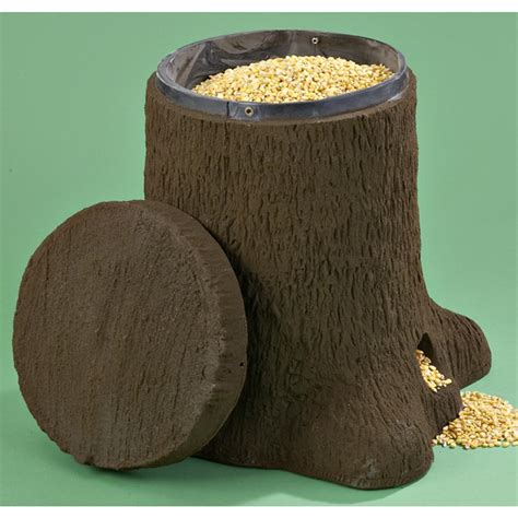 Deer feeder stump - Rated 5.00 out of 5 based on 1 customer rating. ( 1 customer review) $ 289.00. Implementing a solid feeding program has never been easier with the Feedbank Timber 250 gravity-fed deer feeder. Designed to be placed on the ground, this gravity feeder hold 250+ pounds of feed and features a large latching cover. Easily move it around your hunting ... 